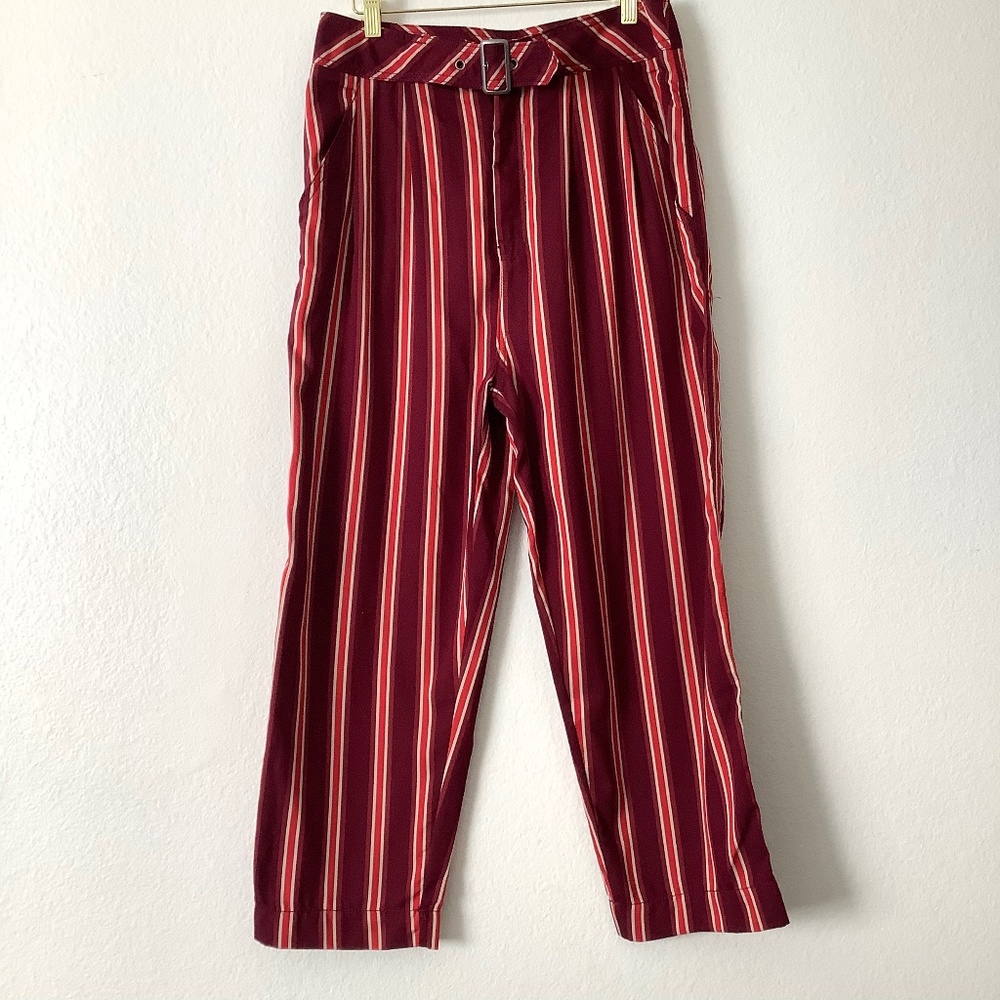 Free People Red / White Striped Pants Size 10